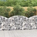 vidaXL Oblúkový gabionový kôš 150x30x80/100 cm pozinkované železo