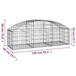 vidaXL Oblúkový gabionový kôš 150x50x40/60 cm pozinkované železo – Obrázok 5