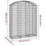 vidaXL Oblúkový gabionový kôš 150x50x180/200 cm pozinkované železo – Obrázok 5