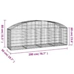 vidaXL Oblúkový gabionový kôš 200x50x60/80 cm pozinkované železo – Obrázok 5