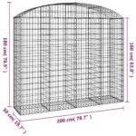 vidaXL Oblúkový gabionový kôš 200x50x160/180 cm pozinkované železo – Obrázok 5