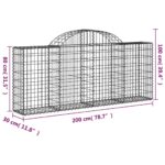 vidaXL Oblúkový gabionový kôš 200x30x80/100 cm pozinkované železo – Obrázok 5