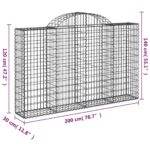 vidaXL Oblúkový gabionový kôš 200x30x120/140cm pozinkované železo – Obrázok 5