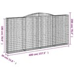 vidaXL Oblúkový gabionový kôš 400x30x180/200 cm pozinkované železo – Obrázok 5