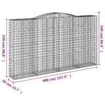 vidaXL Oblúkový gabionový kôš 400x50x220/240 cm pozinkované železo – Obrázok 5