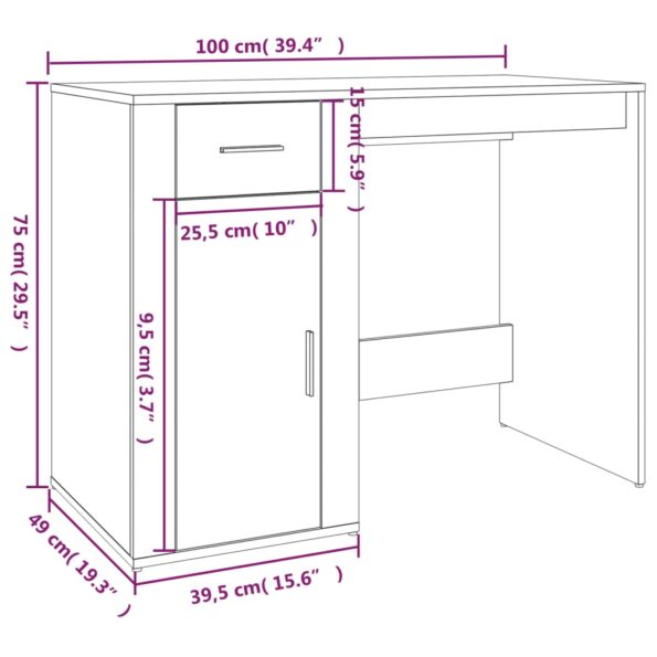 vidaXL Stôl dub sonoma 100x49x75 cm spracované drevo – Obrázok 11