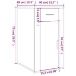 vidaXL Stolová skrinka dymový dub 40x49x75 cm spracované drevo – Obrázok 11