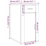 vidaXL Stolová skrinka sivý dub sonoma 40x49x75 cm spracované drevo – Obrázok 11