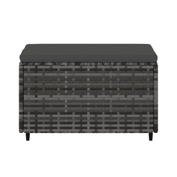 vidaXL Záhradná taburetka s podložkou sivá polyratanová – Obrázok 4