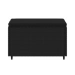 vidaXL Záhradná taburetka s podložkou čierna polyratanová – Obrázok 4