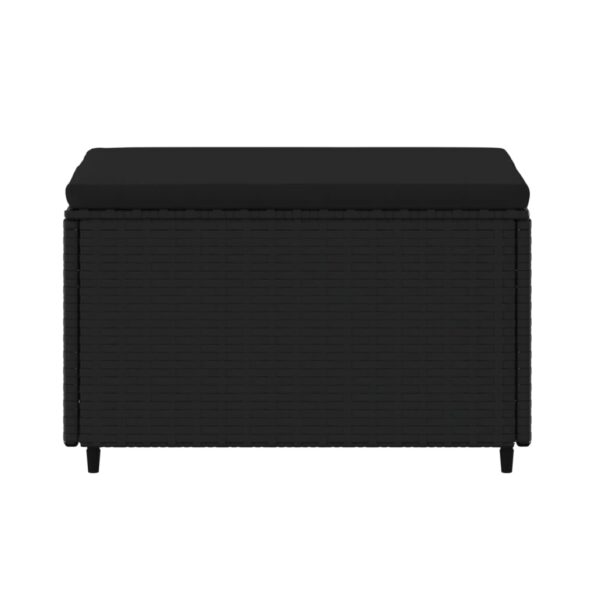 vidaXL Záhradná taburetka s podložkou čierna polyratanová – Obrázok 4