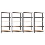 vidaXL 5-vrstvové police 4 ks antracitové oceľ a spracované drevo – Obrázok 2