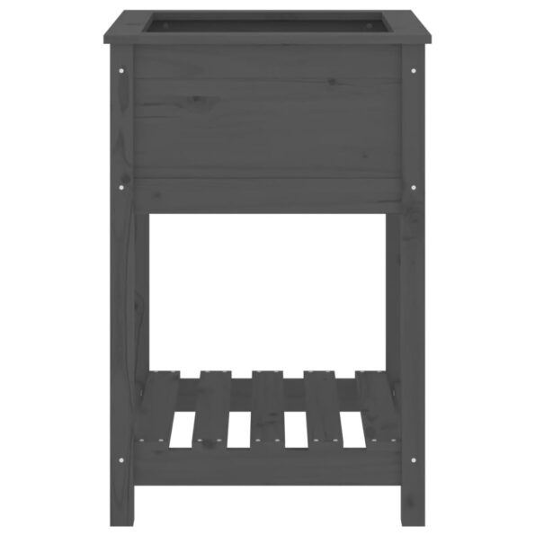 vidaXL Kvetináč s policou sivý 54x54x81 cm masívna borovica – Obrázok 5