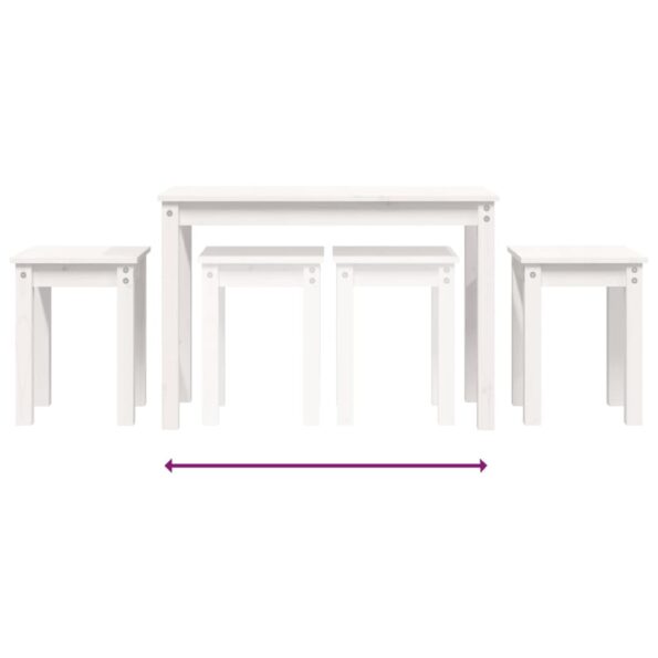 vidaXL Zasúvacie stolíky 3 ks biele borovicový masív – Obrázok 8