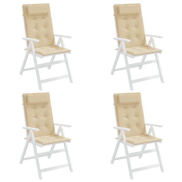 vidaXL Podušky na stoličky s vysokým operadlom 4 ks béžové látka – Obrázok 4