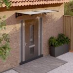 vidaXL Vchodová strieška čierna a priehľadná 199x90 cm polykarbonát