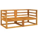 vidaXL Sekčné rohové pohovky 2 ks sivohnedé vankúše masívna akácia – Obrázok 4