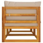 vidaXL Sekčné rohové pohovky 2 ks sivohnedé vankúše masívna akácia – Obrázok 5