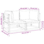 vidaXL Sekčné rohové pohovky 2 ks sivohnedé vankúše masívna akácia – Obrázok 8