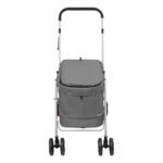 vidaXL Skladací kočík pre psa sivý 100x49x96 cm ľanová tkanina – Obrázok 4