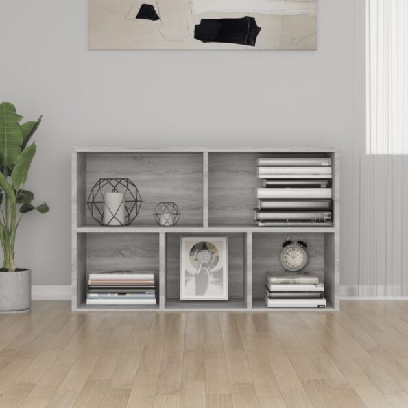 vidaXL Knižnica/komoda sivá sonoma 50x25x80 cm spracované drevo – Obrázok 3