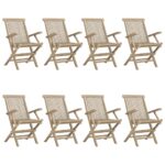 vidaXL Skladacie záhradné stoličky 8 ks sivé 56x61x89 cm tíkový masív – Obrázok 2