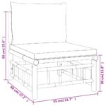 vidaXL 6-dielna záhradná sedacia súprava krémovo-biele vankúše bambus – Obrázok 9