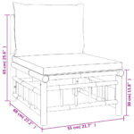 vidaXL 5-dielna záhradná sedacia súprava tmavosivé vankúše bambus – Obrázok 9