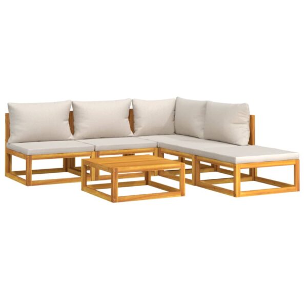 vidaXL 6-dielna záhradná sedacia súprava bledosivé vankúše masív – Obrázok 3