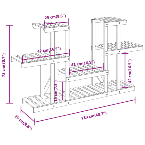 vidaXL Stojan na kvetiny 110x25x73 cm masívna jedľa – Obrázok 8