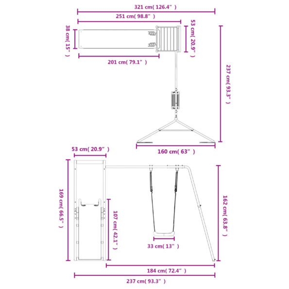 vidaXL Vonkajšia súprava na hranie impregnovaná borovica – Obrázok 11