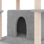 vidaXL Škrabadlo pre mačky so sisalovými stĺpikmi bledosivé 166 cm – Obrázok 6