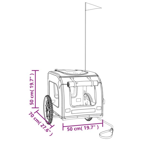 vidaXL Cyklovozík pre zvieratá, zeleno sivý, oxfordská látka, železo – Obrázok 11