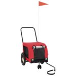 vidaXL Cyklovozík pre zvieratá, červeno čierny, oxfordská látka železo – Obrázok 2