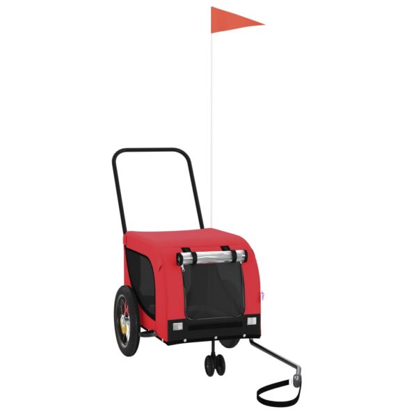 vidaXL Cyklovozík pre zvieratá, červeno čierny, oxfordská látka železo – Obrázok 2