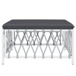 vidaXL Záhradná podnožka s vankúšovm biela tkaná látka – Obrázok 4