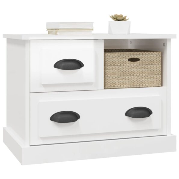 vidaXL Nočný stolík lesklý biely 60x39x45 cm – Obrázok 4