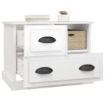 vidaXL Nočný stolík lesklý biely 60x39x45 cm – Obrázok 5