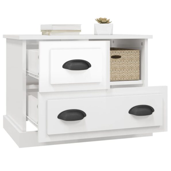 vidaXL Nočný stolík lesklý biely 60x39x45 cm – Obrázok 5