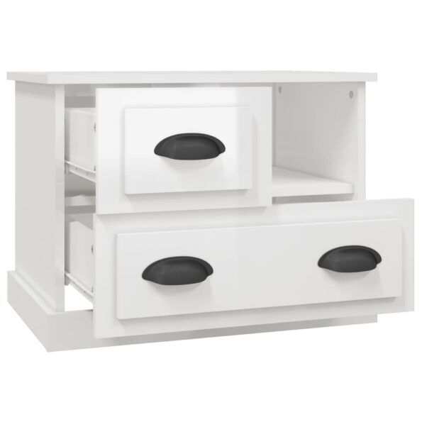 vidaXL Nočný stolík lesklý biely 60x39x45 cm – Obrázok 6