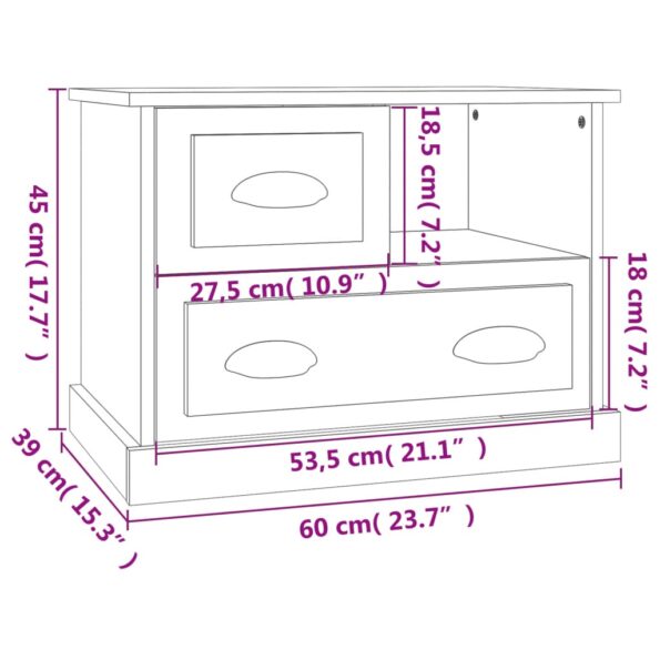 vidaXL Nočný stolík lesklý biely 60x39x45 cm – Obrázok 11