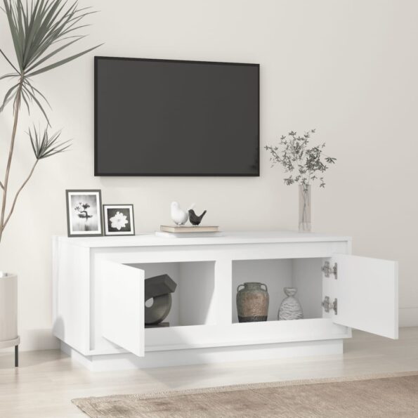 vidaXL Konferenčný stolík lesklý biely 102x50x44 cm spracované drevo – Obrázok 3