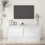 vidaXL Konferenčný stolík lesklý biely 102x50x44 cm spracované drevo