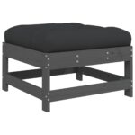 vidaXL Záhradná podnožka s podložkou sivá borovicový masív – Obrázok 2