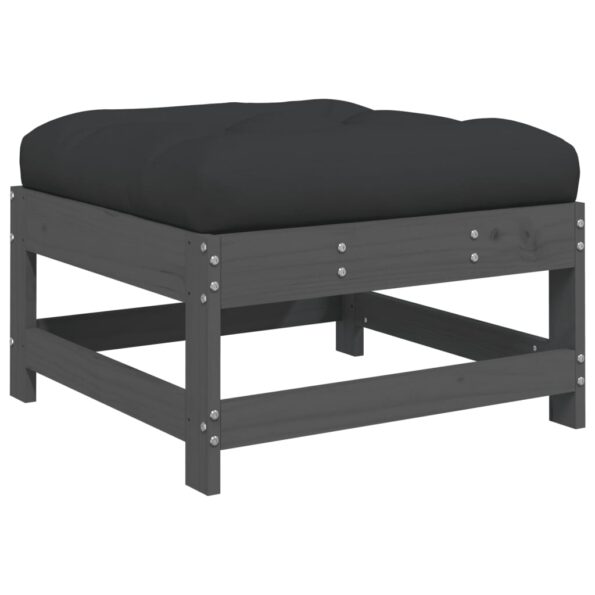 vidaXL Záhradná podnožka s podložkou sivá borovicový masív – Obrázok 2