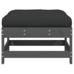 vidaXL Záhradná podnožka s podložkou sivá borovicový masív – Obrázok 3