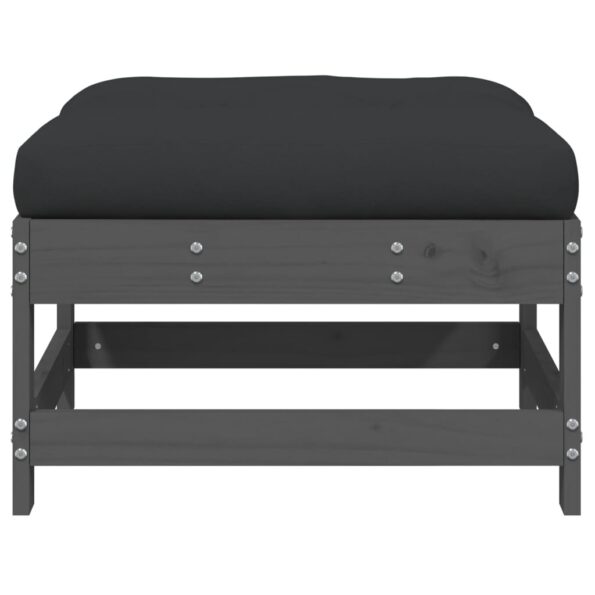 vidaXL Záhradná podnožka s podložkou sivá borovicový masív – Obrázok 3