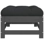 vidaXL Záhradná podnožka s podložkou sivá borovicový masív – Obrázok 4