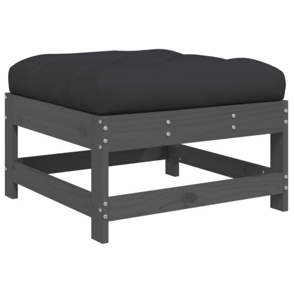 vidaXL Záhradná podnožka s podložkou sivá borovicový masív – Obrázok 5