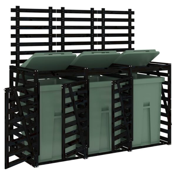 vidaXL Úložný box na tri odpadkové koše čierny masívna borovica – Obrázok 4